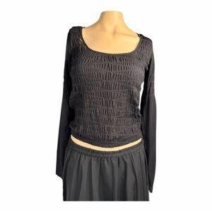 Armani Exchange Black Textured Mesh Top – Size S